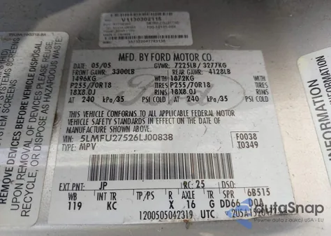 2006 Lincoln Navigator Luxury/Ultimate from USA, damaged, VIN 5LMFU27526LJ00838